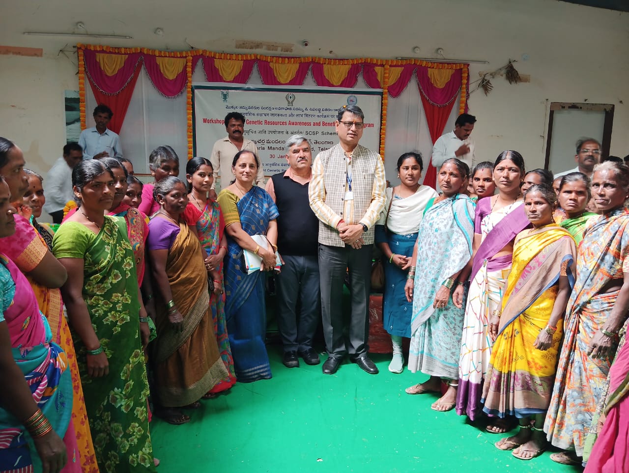 Women from Chelapur and Salvid villages at the sewing machine distribution in Kulkacharla
